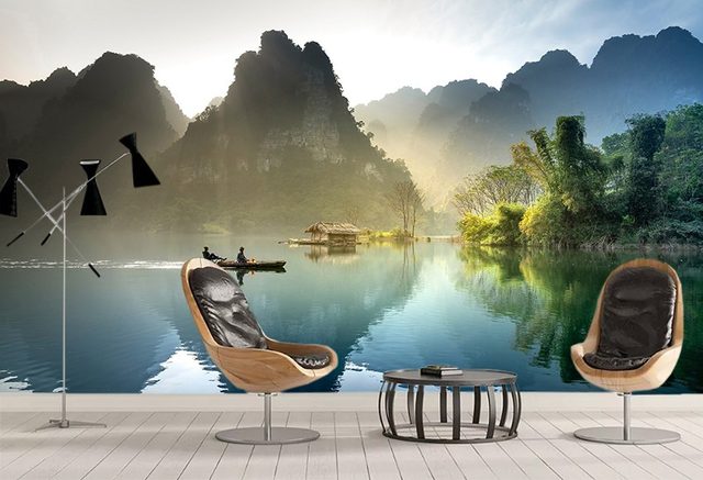 Tranh dán tường sông núi me111