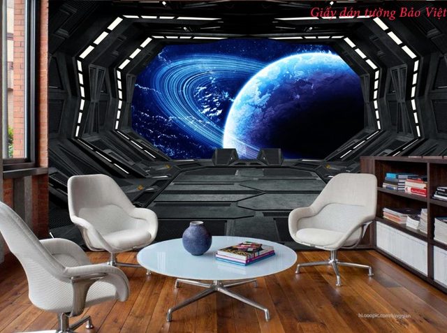 3d galaxy wall paintings for cafe v027