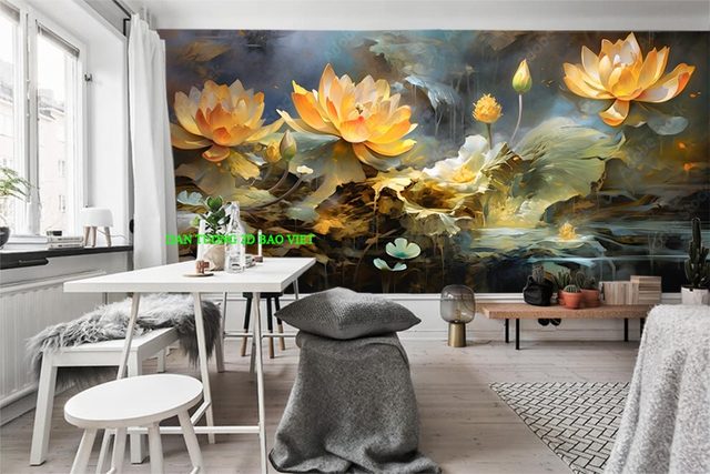 Giấy dán tường phòng ngủ hoa sen n2003-253
