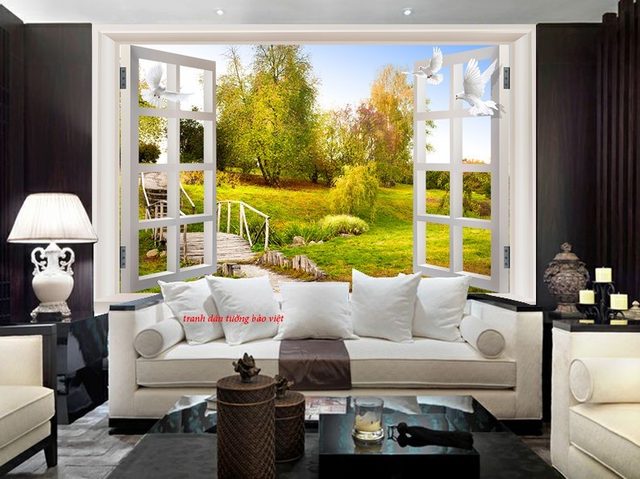 Tranh dán tường cửa sổ 3d fi081