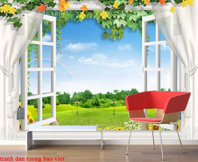 Tranh dán tường cửa sổ 3d fi105