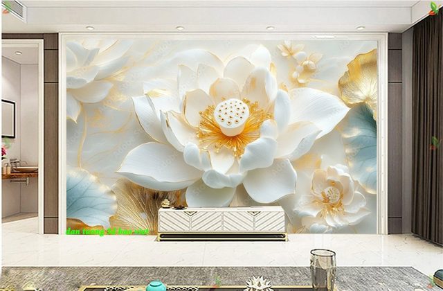 Giấy dán tường 3d hoa sen n2005-255