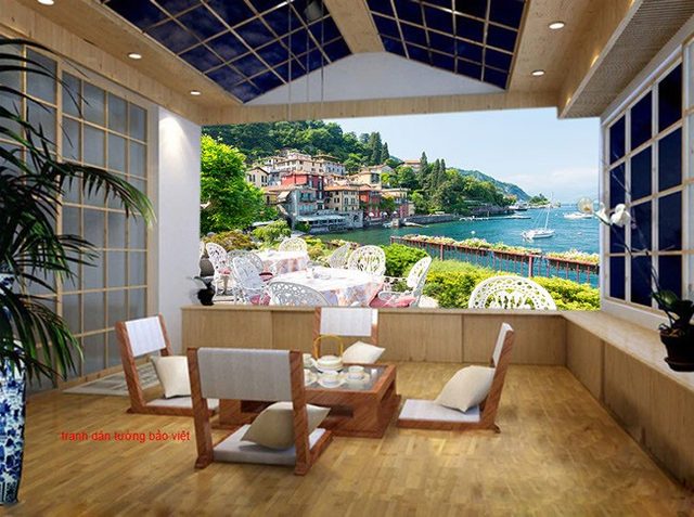 Tranh dán tường cho quán cafe Fm261