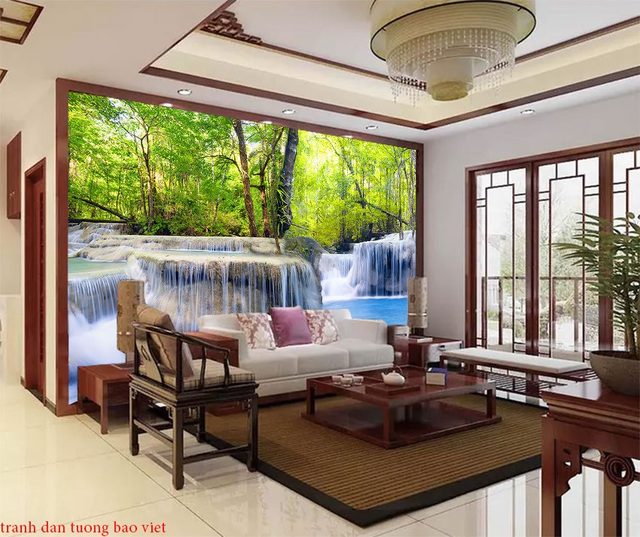 3d waterfall wall painting w166
