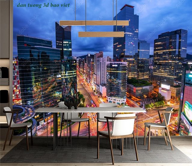 Tranh dán tường cảnh thành phố 3d n2026-121