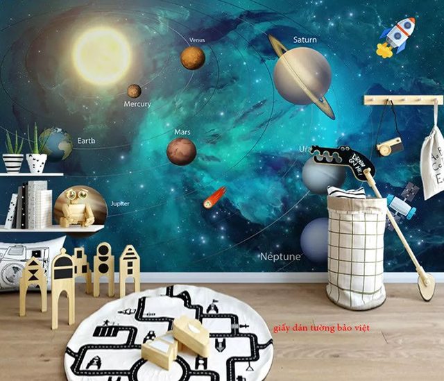 Giấy dán tường Galaxy phòng cho bé Kid114