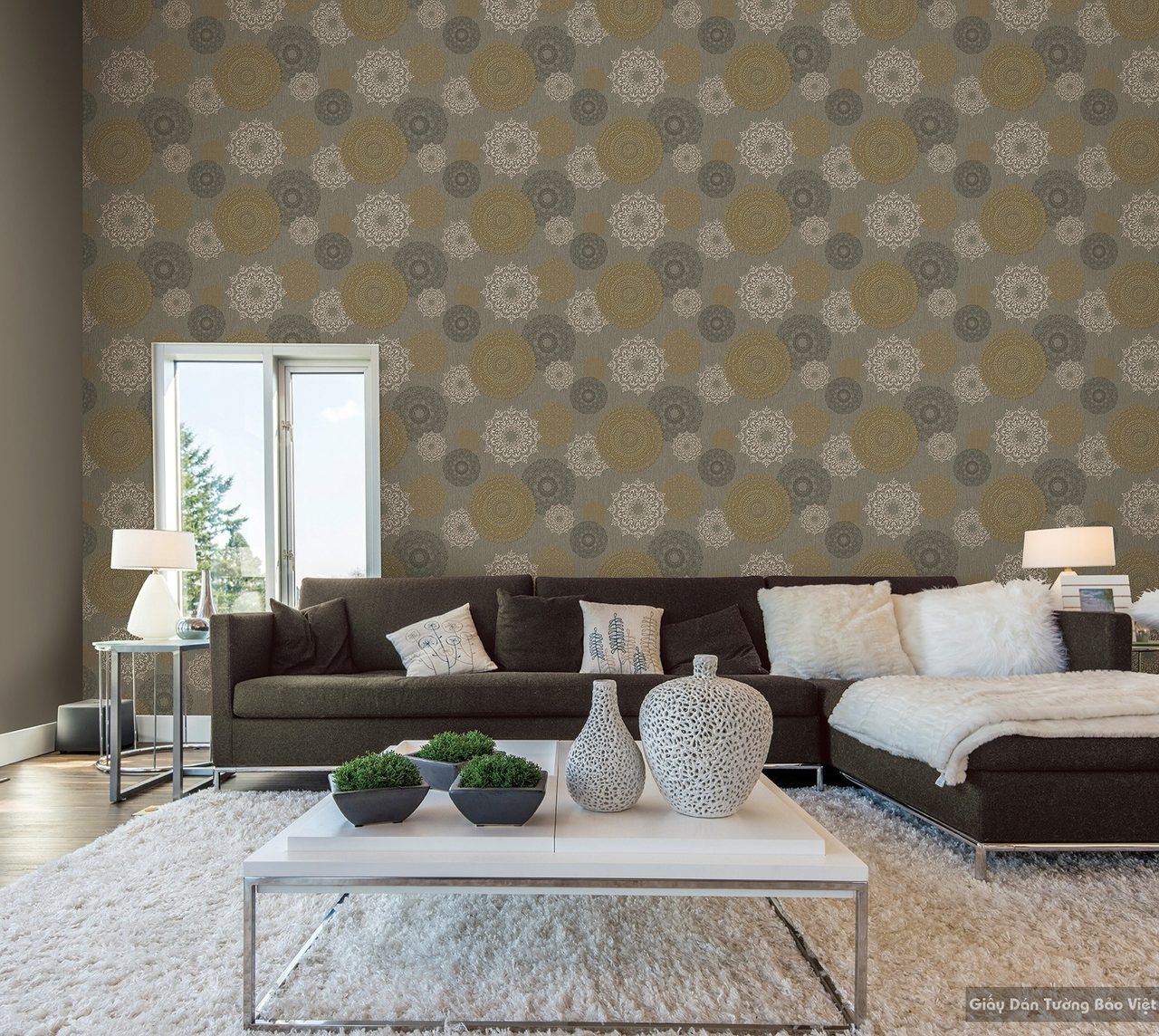 Korean Luxury Living Room Wallpaper 77178-2