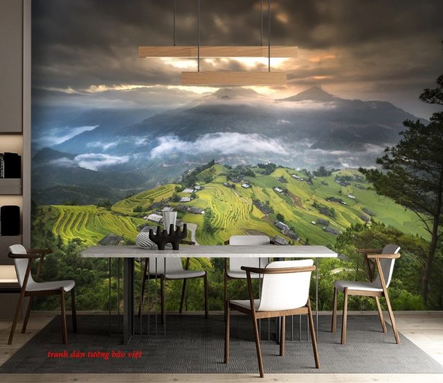 Wall paintings of Vietnam mountain landscape m068