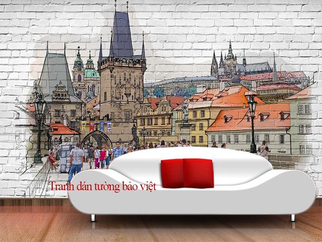 Tranh dán tường cho quán cafe Fm186