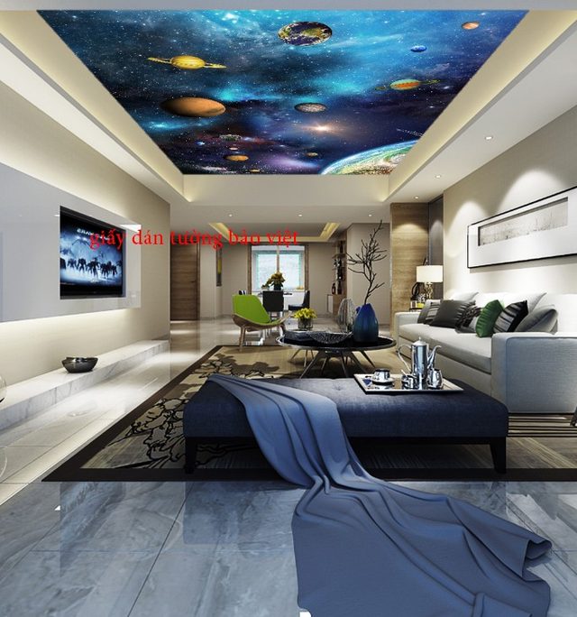 Các mẫu giấy dán tường 3D Galaxy đẹp dán tường & trần nhà