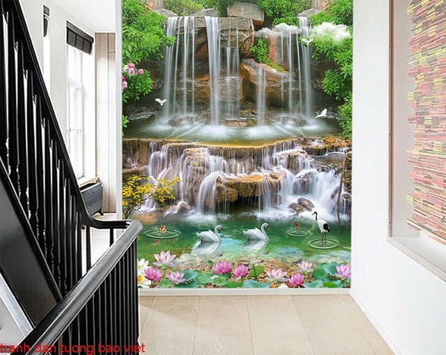 Tranh dán tường thác nước phong thủy Ft097