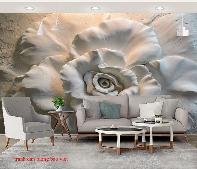 Giấy dán tường 3D hoa sen