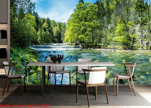 Tranh dán tường 3d phong cảnh thác nước W169