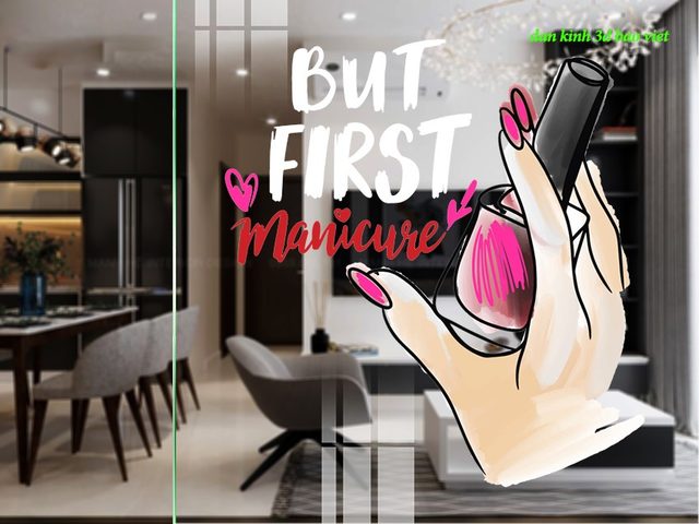 Decal dán kính cao cấp trong suốt 3d cho tiệm nails se167