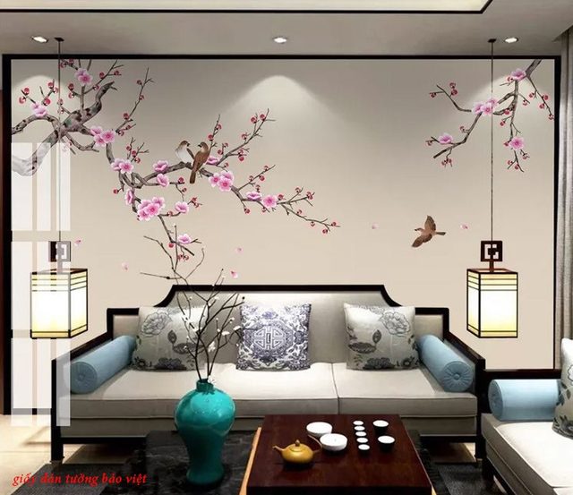 Tranh giấy dán tường điểm nhấn cho phòng ngủ