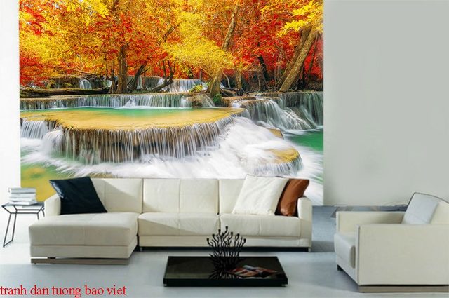 Wall paintings of waterfall w173
