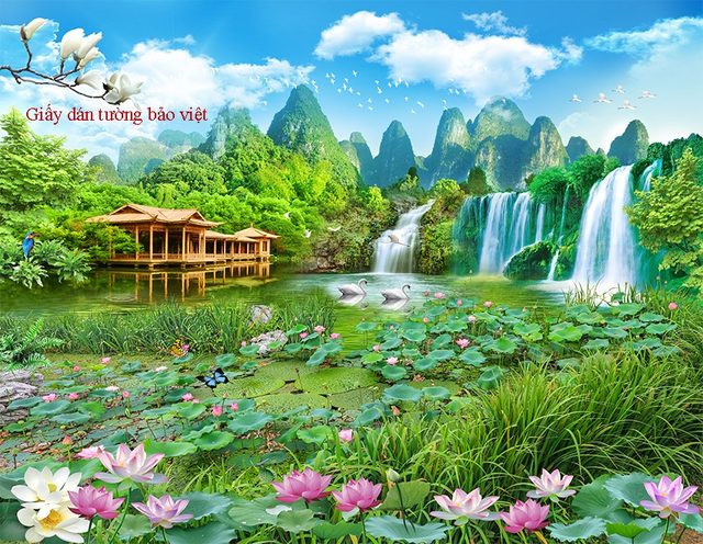 10 mẫu giấy dán tường 3D phong thủy đẹp cho phòng khách