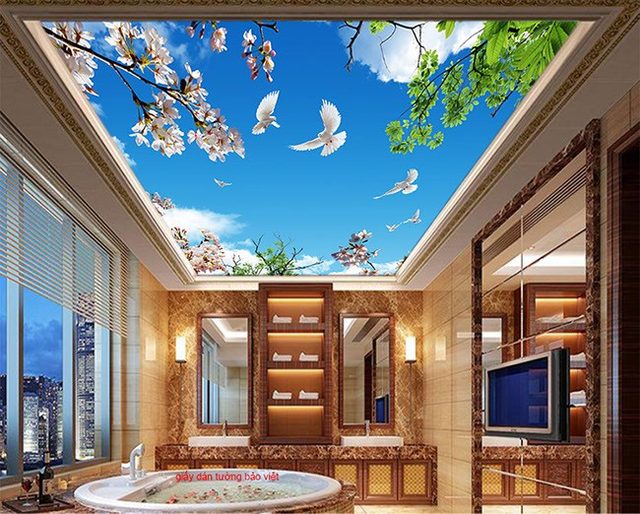 Giấy dán trần nhà phòng khách C100