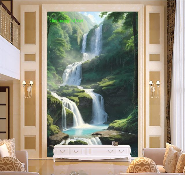 Tranh dán tường thác nước 3d n2004-82