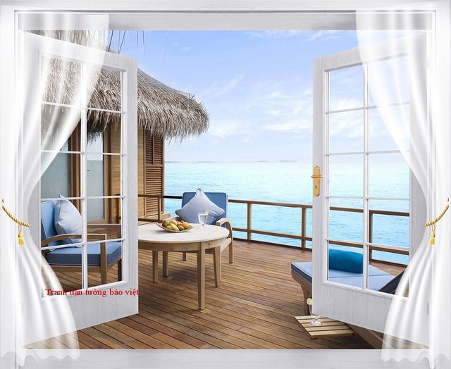 Tranh dán tường cửa sổ 3D S126