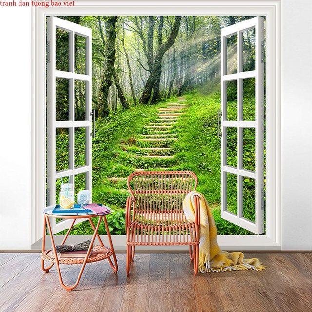 Wall paintings of 3d windows tr253