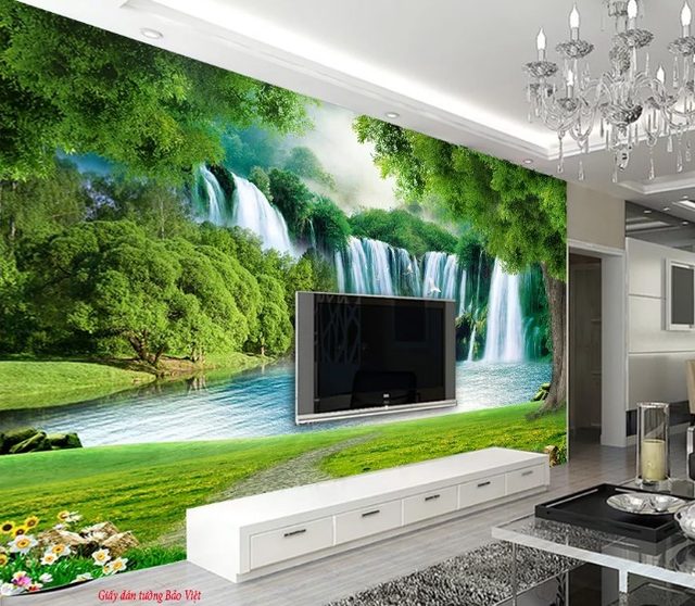 3d wall paintings of waterfall v195