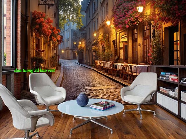 Tranh dán tường cho quán cafe fm610