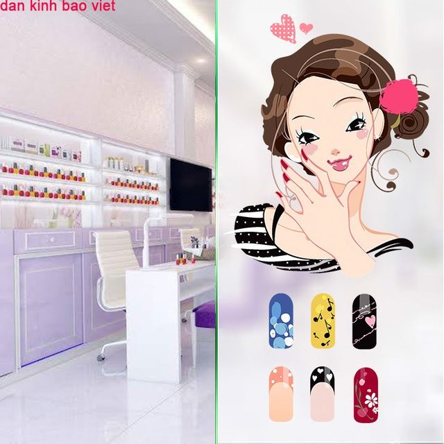Decal dán kính cao cấp cho tiệm nail se015
