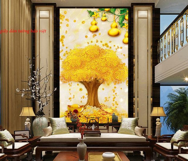 Tranh dán kính tài lộc k147