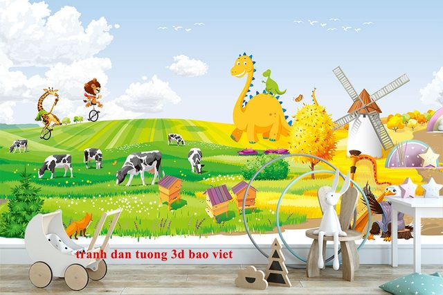 Tranh dán tường trẻ em điểm nhấn cho phòng bé trai phòng bé gái