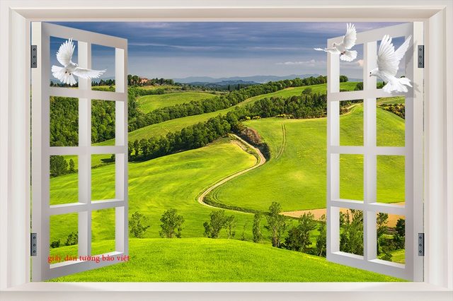 Tranh dán hình Cửa Sổ 3D