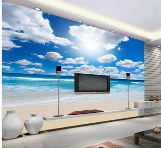 Giấy dán tường mây trời trong xanh gần gũi thiên nhiên
