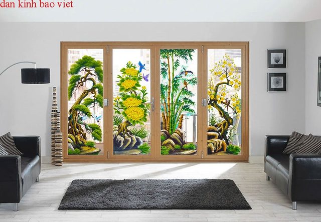 High quality four seasons glass decal se003