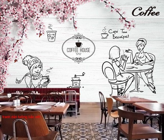 Tranh dán tường cho quán cafe Fm270