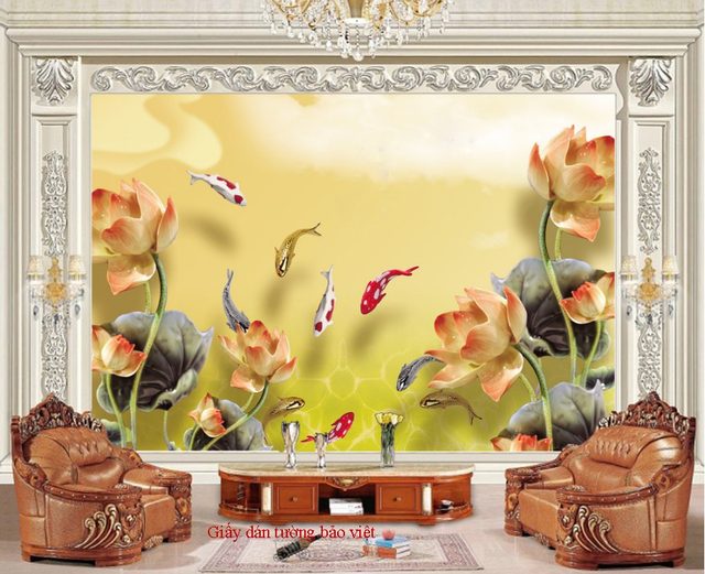 10 mẫu giấy dán tường 3D phong thủy đẹp cho phòng khách
