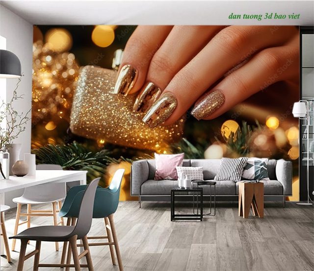 Tranh dán tường 3d tiệm nails spa n2026-165