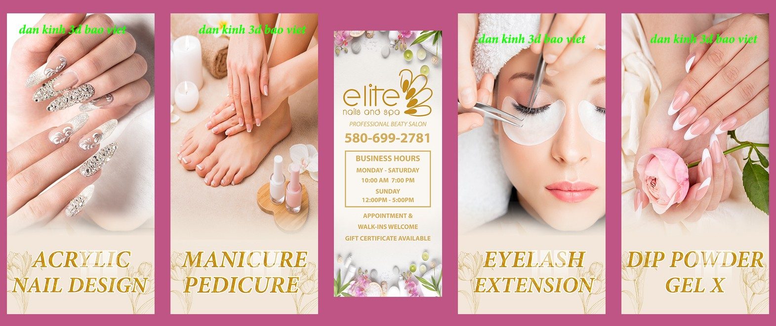 Decal dán kính cao cấp nhìn 1 chiều spa nails nails066