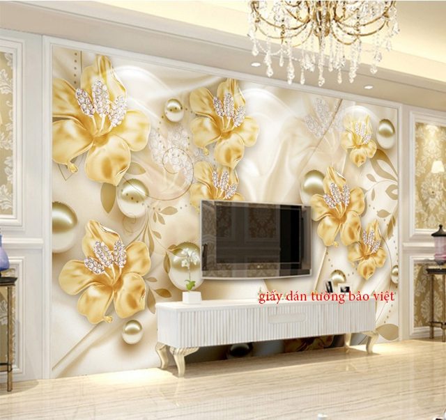Những mẫu Giấy dán tường phòng ngủ 3D giả ngọc đẹp sang trọng