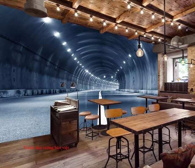 Tranh dán tường cho quán cafe Fm234