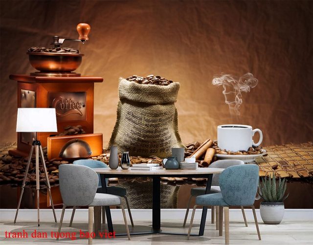 Tranh vải dán tường cho quán cafe trà sữa