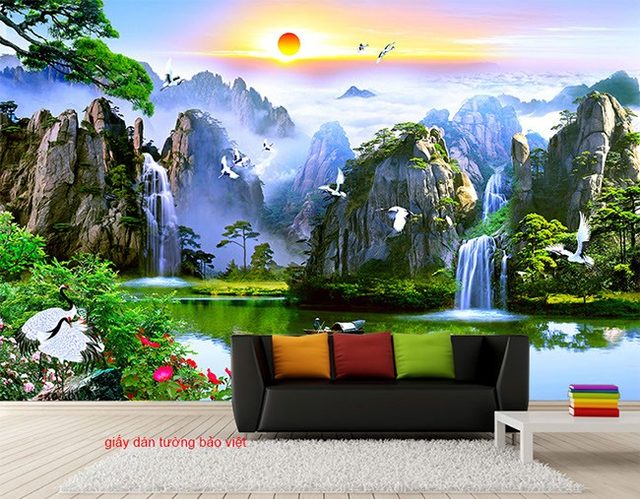 Feng shui living room wallpaper FT080