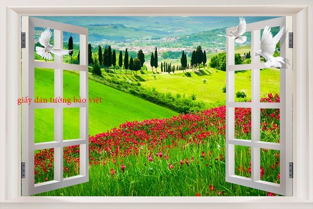 Tranh dán hình Cửa Sổ 3D