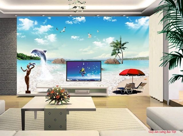 Tranh dán tường phong cảnh biển 3d v174