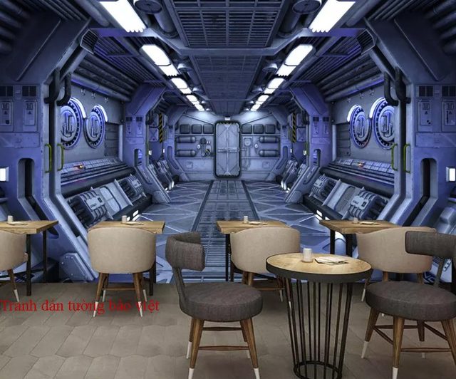 Tranh dán tường trang trí quán cafe 3D-059