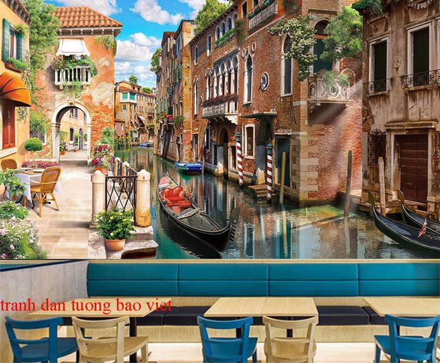 Tranh dán tường cho quán cafe Fm369