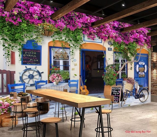 Tranh dán tường cảnh đẹp cho quán cafe v221