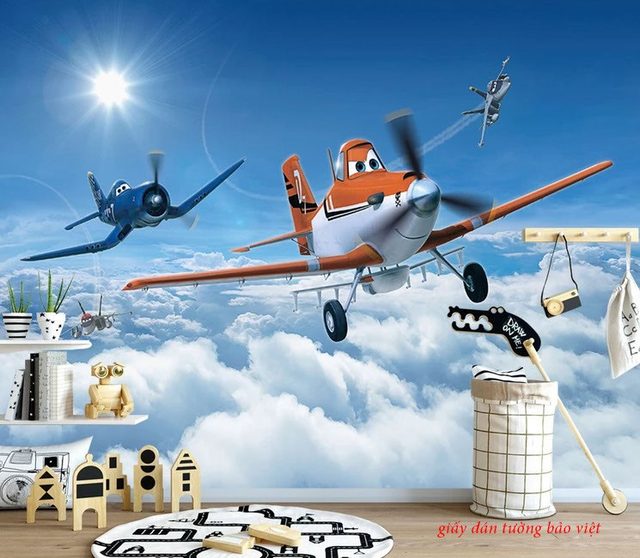 Giấy dán tường 3d cho phòng bé trai bé gái