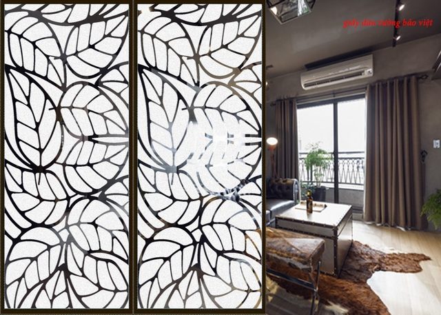 Decal frosted glass shaped banana leaves art014a