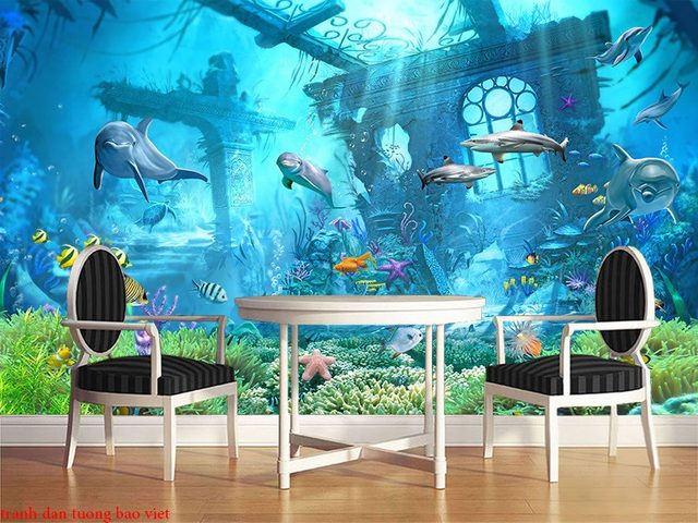 Tranh dán tường phong cảnh biển 3d s199
