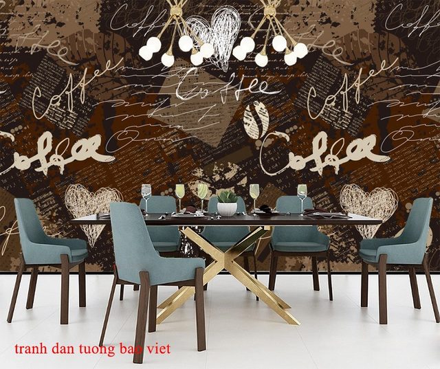 Tranh vải dán tường cho quán cafe trà sữa